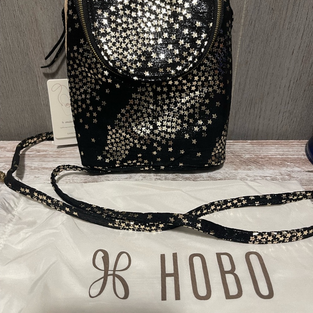 Hobo Black and Gold Star Patterned Women's Bag